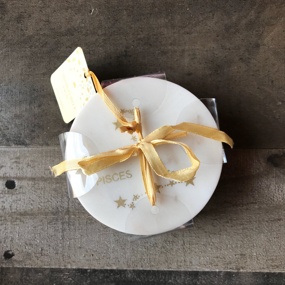 NEW Cynthia Rowley Marble Zodiac Coasters Pisces